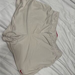 Nike White Shorts with Pink Logo